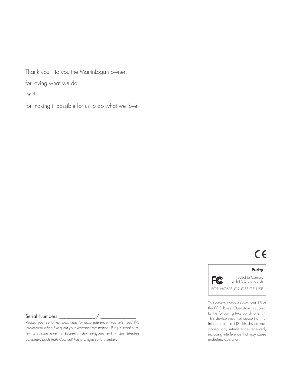 MartinLogan Purity Fully Powered Hybrid Electrostatic Loudspeaker User Manual | Page 2 / 28
