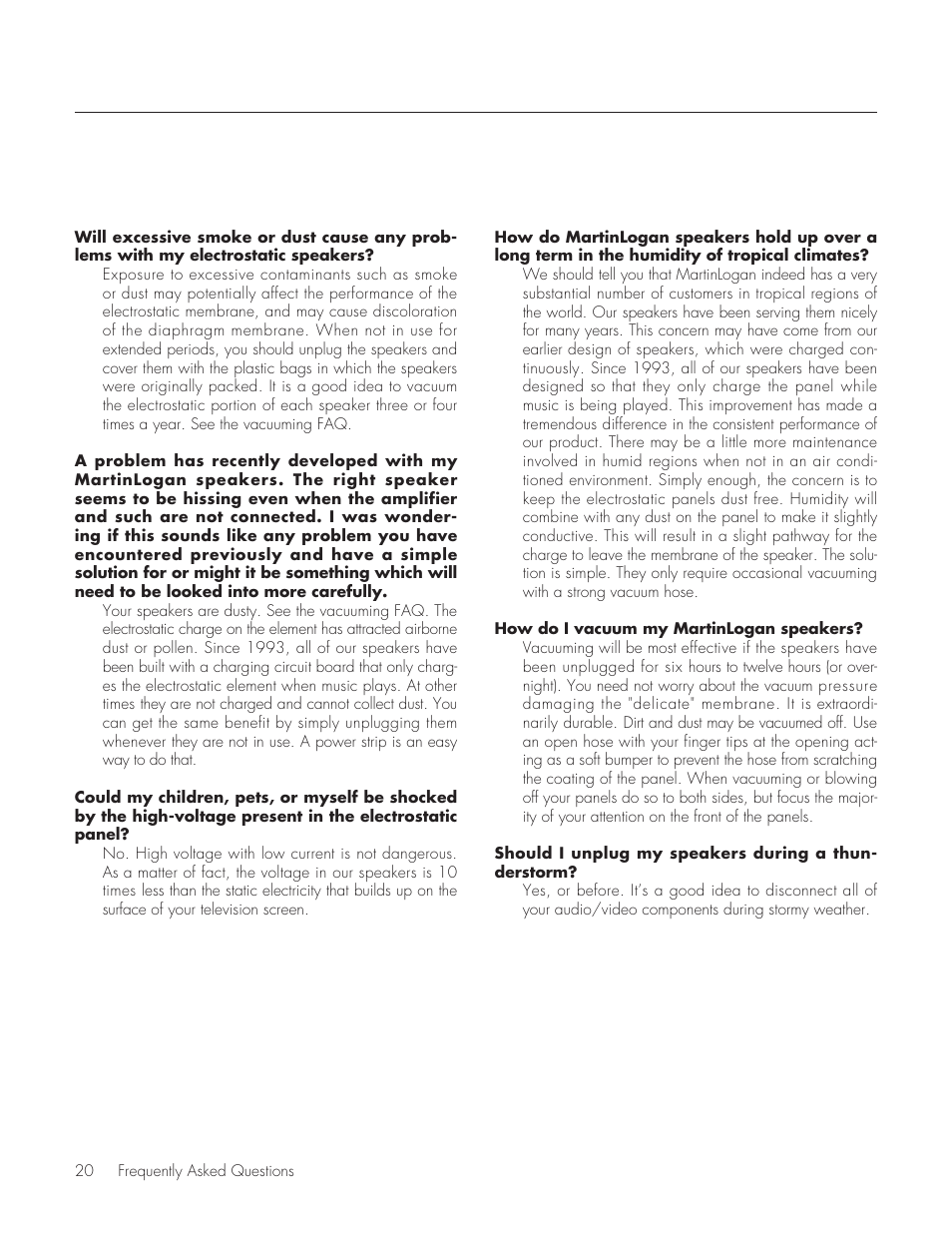 MartinLogan Purity Fully Powered Hybrid Electrostatic Loudspeaker User Manual | Page 20 / 28