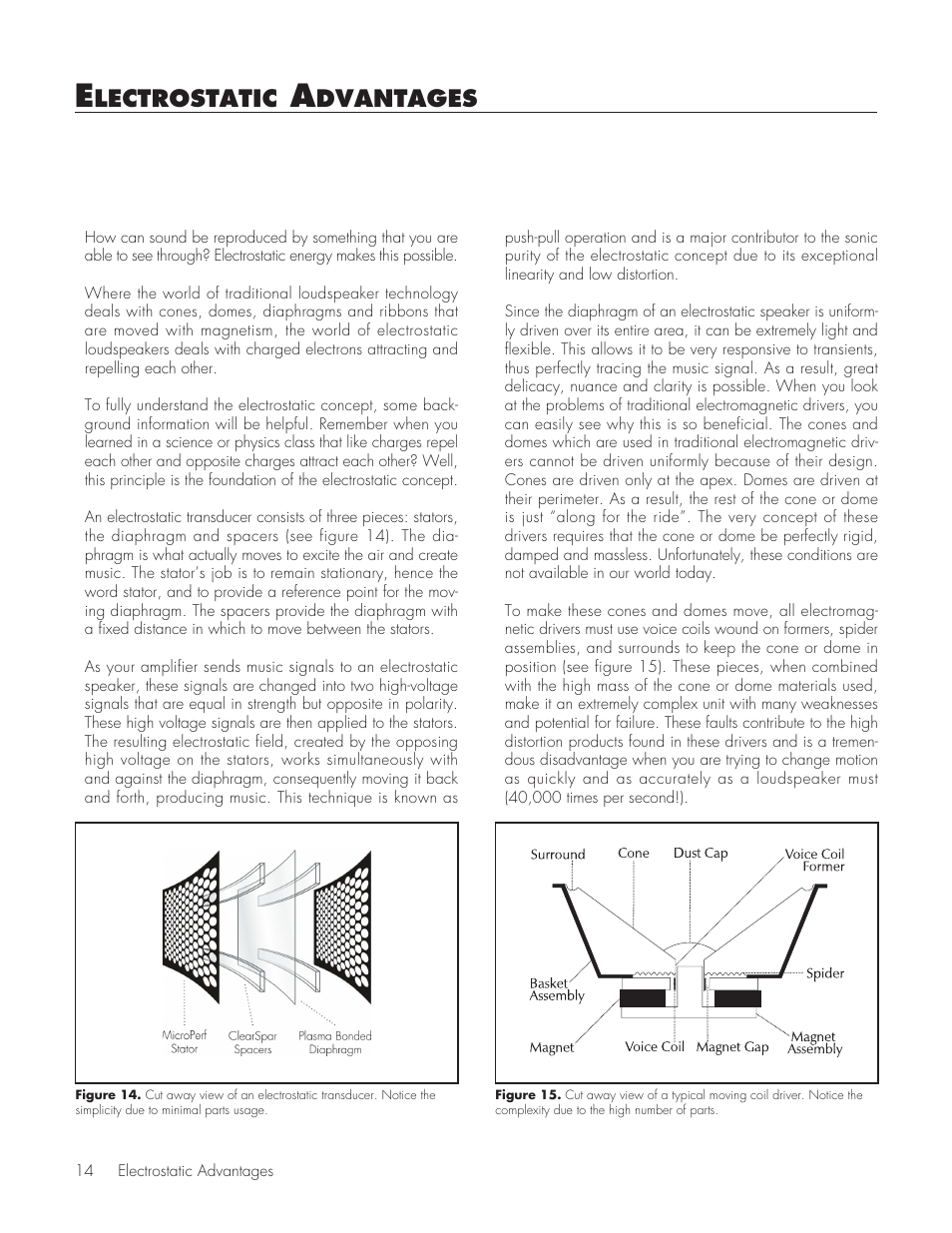 Electrostatic advantages, Lectrostatic, Dvantages | MartinLogan Source Speakers User Manual | Page 14 / 28