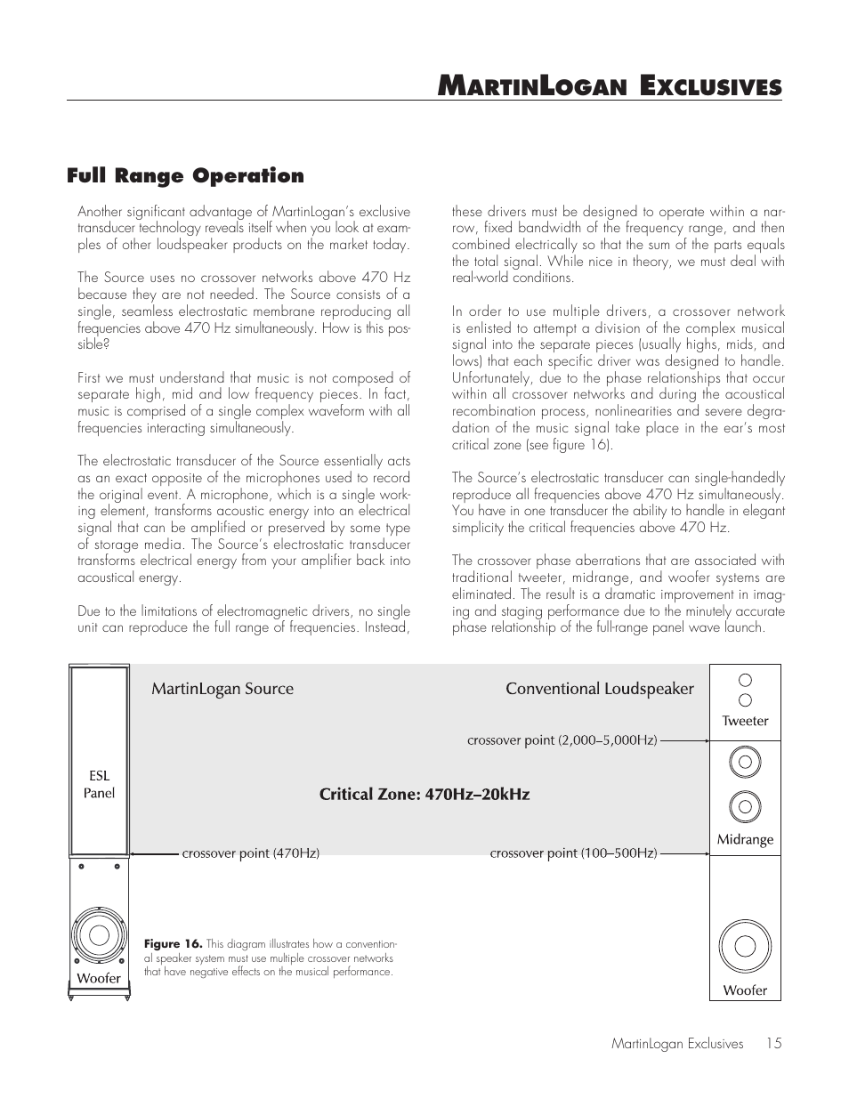 Martinlogan exchusives, Full range operation, Artin | Ogan, Xclusives | MartinLogan Source Speakers User Manual | Page 15 / 28