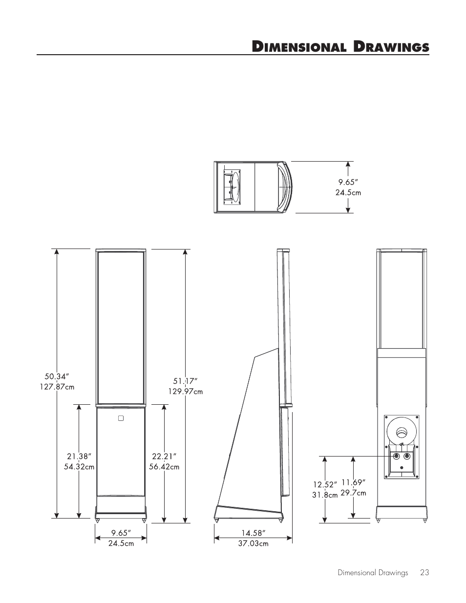 Dimensional drawings | MartinLogan Source Speakers User Manual | Page 23 / 28