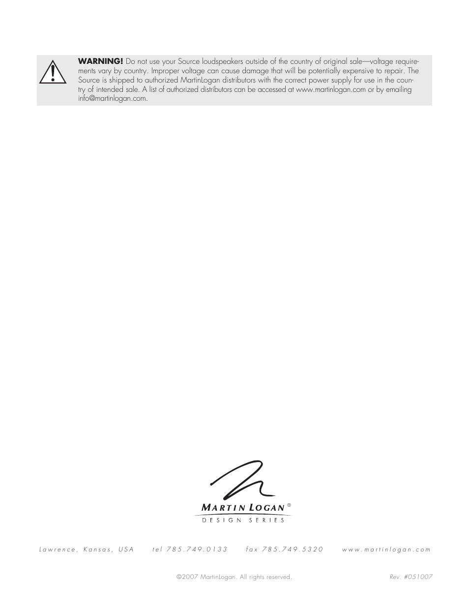 Back cover | MartinLogan Source Speakers User Manual | Page 28 / 28