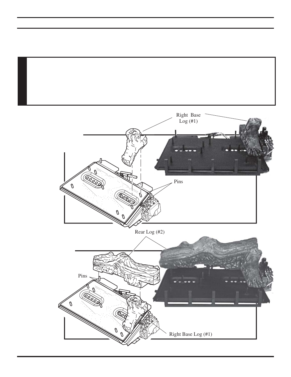 Log placement, Warning | MartinLogan VENT-FREE FIREPLACE SYSTEMS 33ISDG User Manual | Page 22 / 40