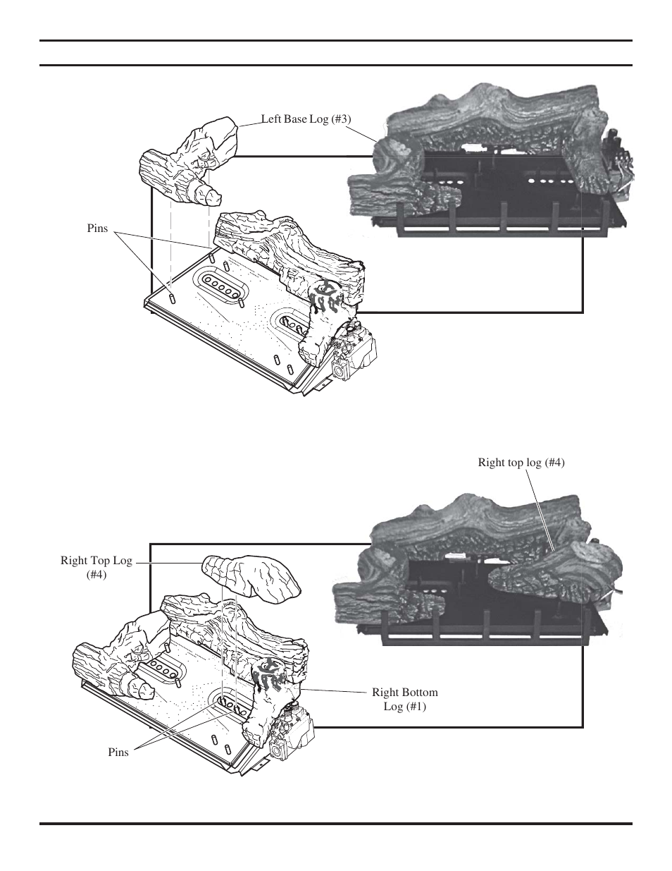 Log placement | MartinLogan VENT-FREE FIREPLACE SYSTEMS 33ISDG User Manual | Page 23 / 40