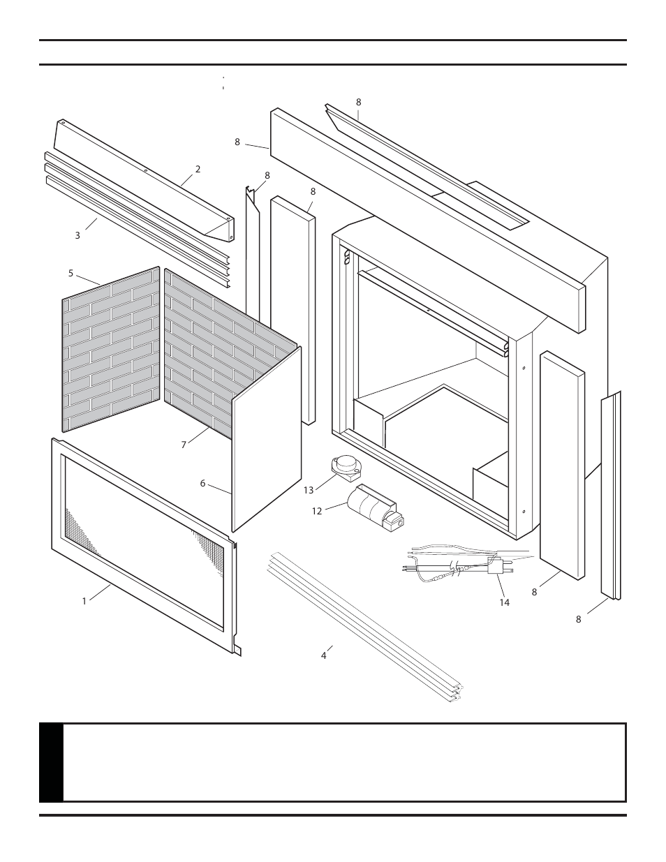 Warning illustrated parts breakdown | MartinLogan VENT-FREE FIREPLACE SYSTEMS 33ISDG User Manual | Page 34 / 40