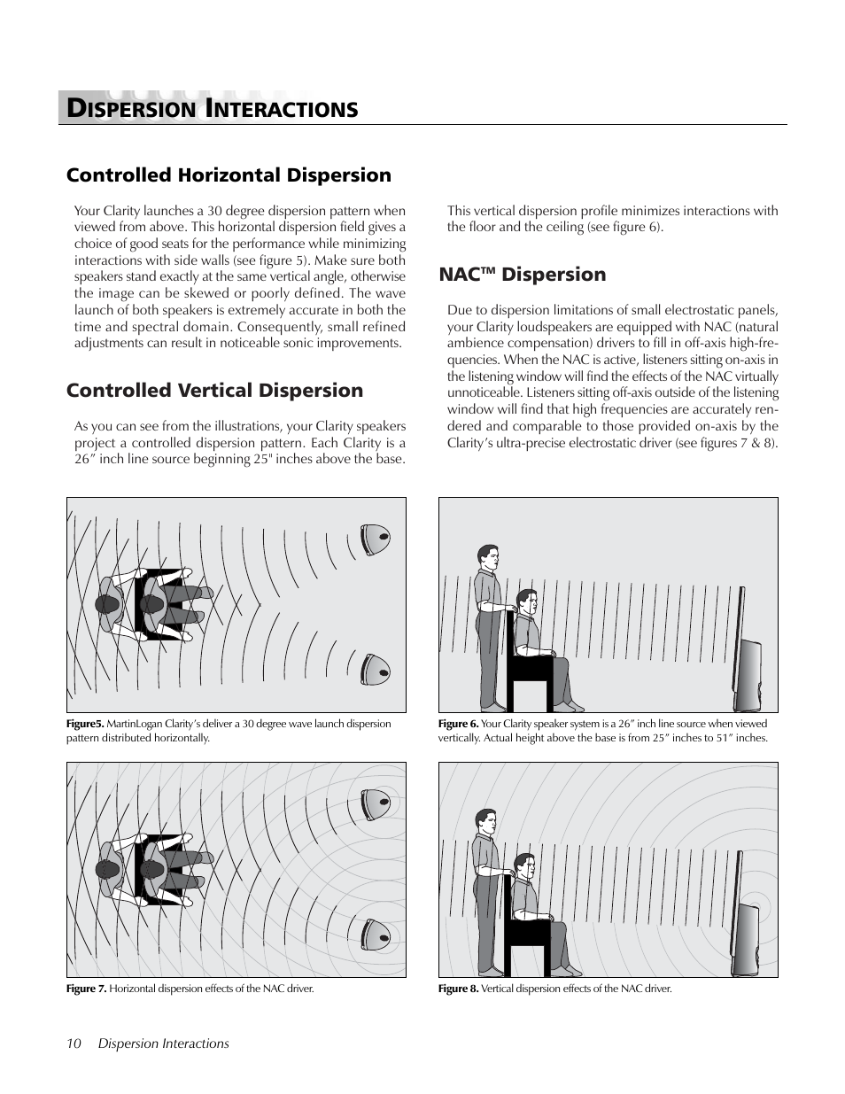 Dispersion interactions, Controlled horizontal dispersion, Controlled vertical dispersion | Nactm dispersion, Three major types of dispersion, Home theater, Ispersion, Nteractions, Dispersion | MartinLogan pmn User Manual | Page 10 / 24