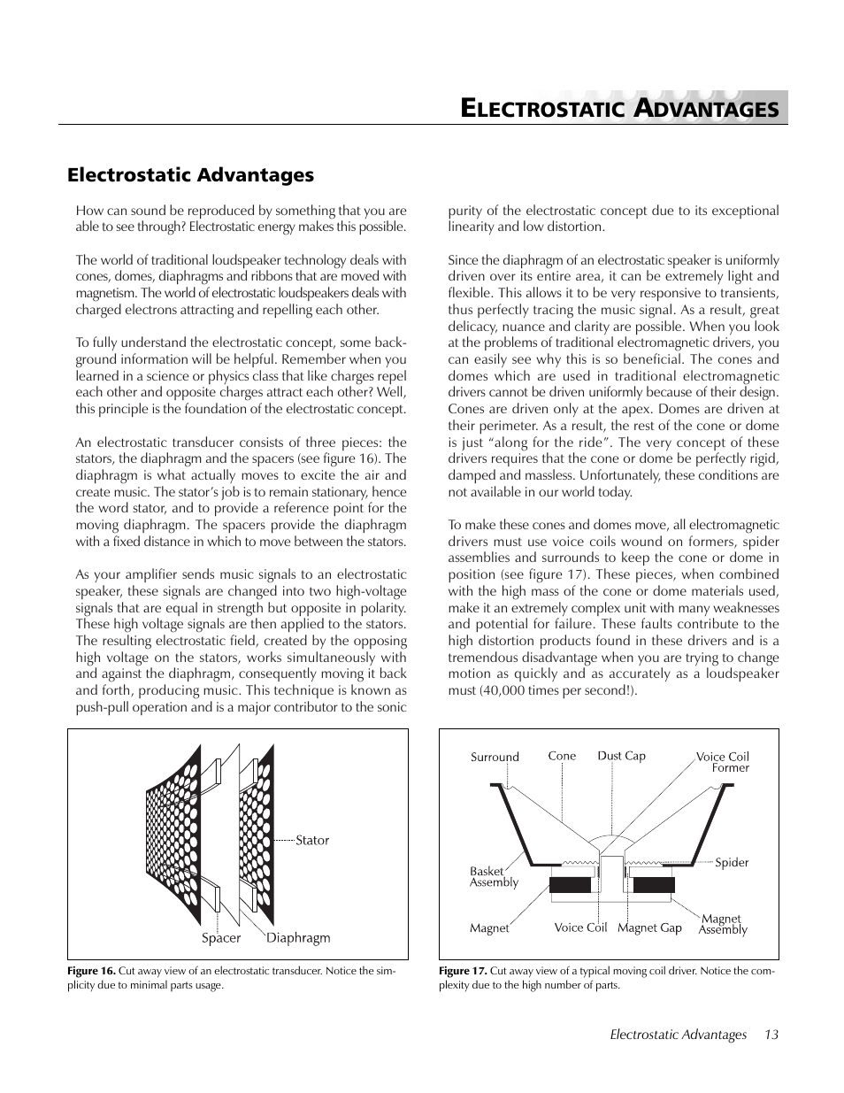 Lectrostatic, Dvantages, Electrostatic advantages | MartinLogan pmn User Manual | Page 13 / 24