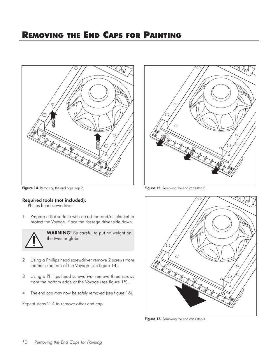 Removing the end caps for painting | MartinLogan In-Wall Loudspeaker User Manual | Page 10 / 16