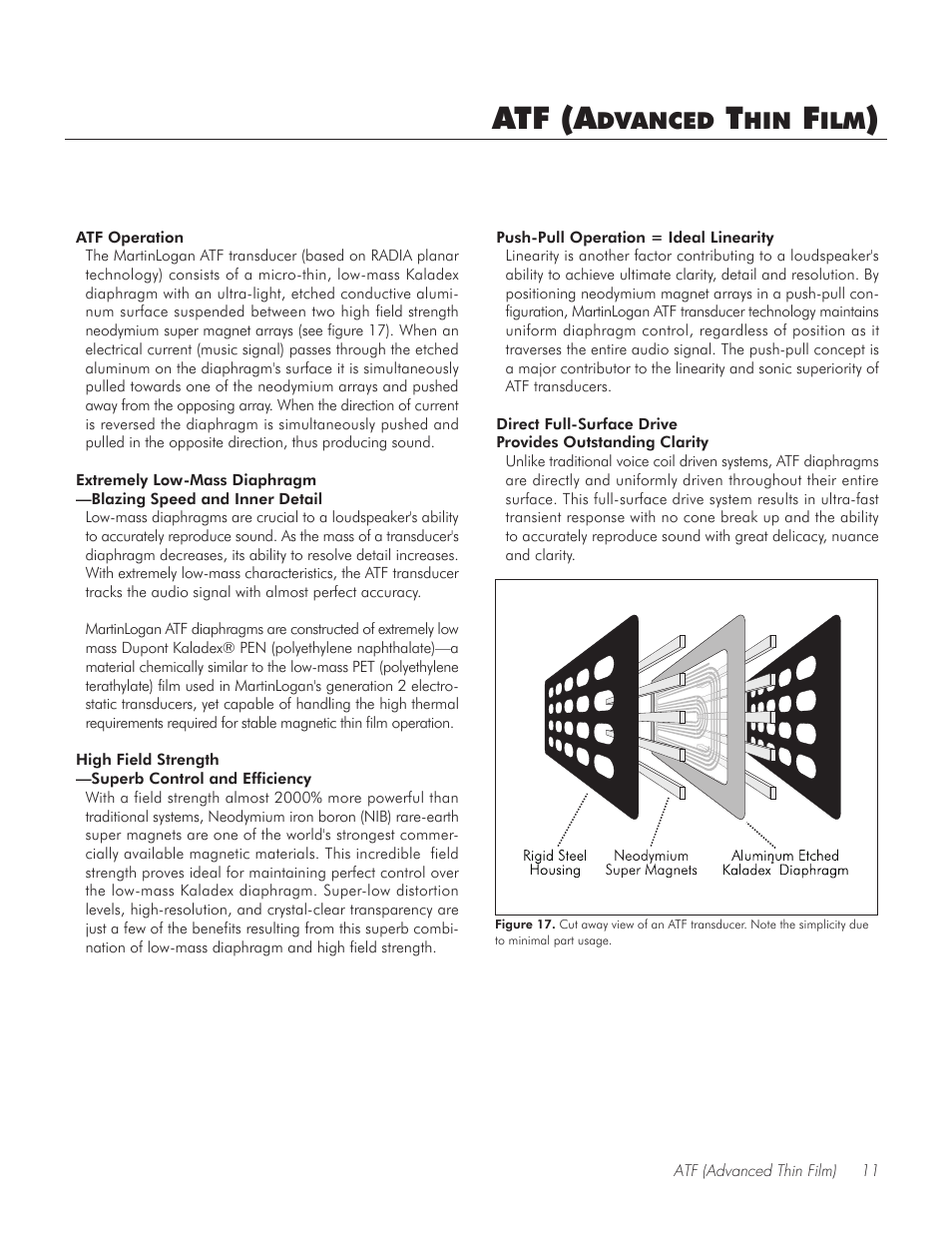 Atf (advanced thin film), Atf (a, Dvanced | MartinLogan PASSAGE TM User Manual | Page 11 / 16