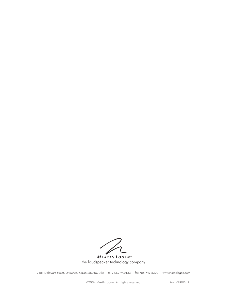 Back cover, The loudspeaker technology company | MartinLogan PASSAGE TM User Manual | Page 16 / 16