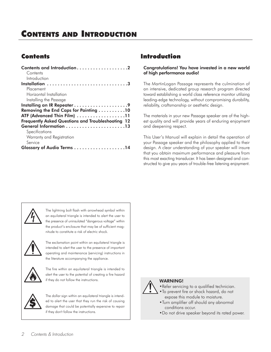 MartinLogan PASSAGE TM User Manual | Page 2 / 16