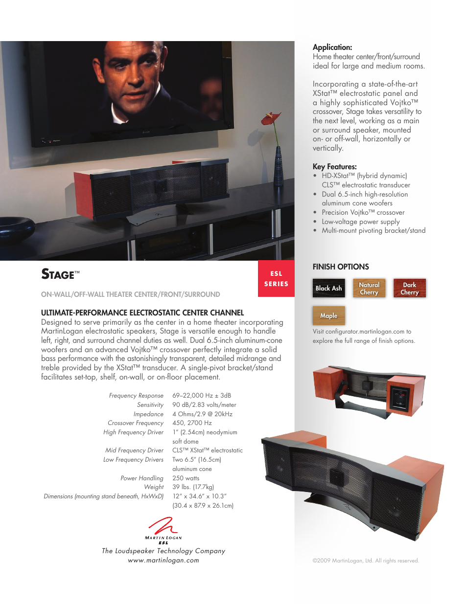 MartinLogan Stage ESL Series User Manual | 1 page
