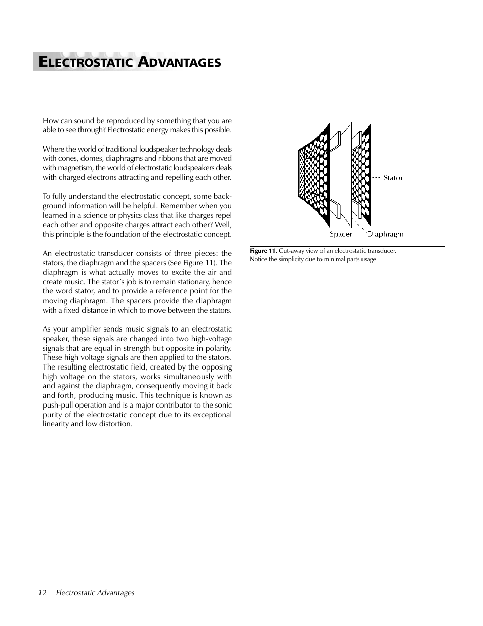 Electrostatic advantages, Lectrostatic, Dvantages | MartinLogan CLS IIz User Manual | Page 12 / 24