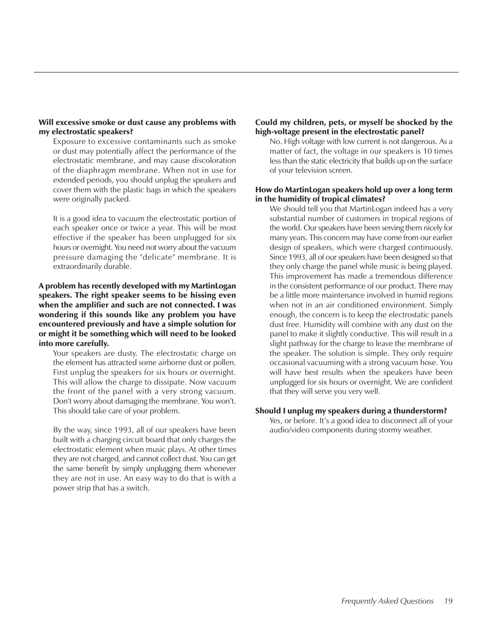 MartinLogan CLS IIz User Manual | Page 19 / 24