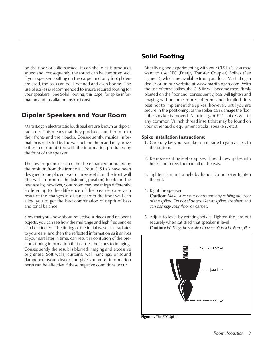 Dipolar speakers and your room, Solid footing | MartinLogan CLS IIz User Manual | Page 9 / 24