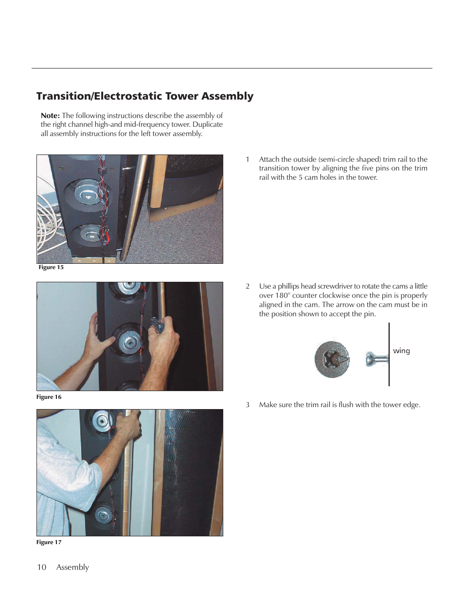 Transition/electrostatic tower assembly | MartinLogan E2 User Manual | Page 10 / 32