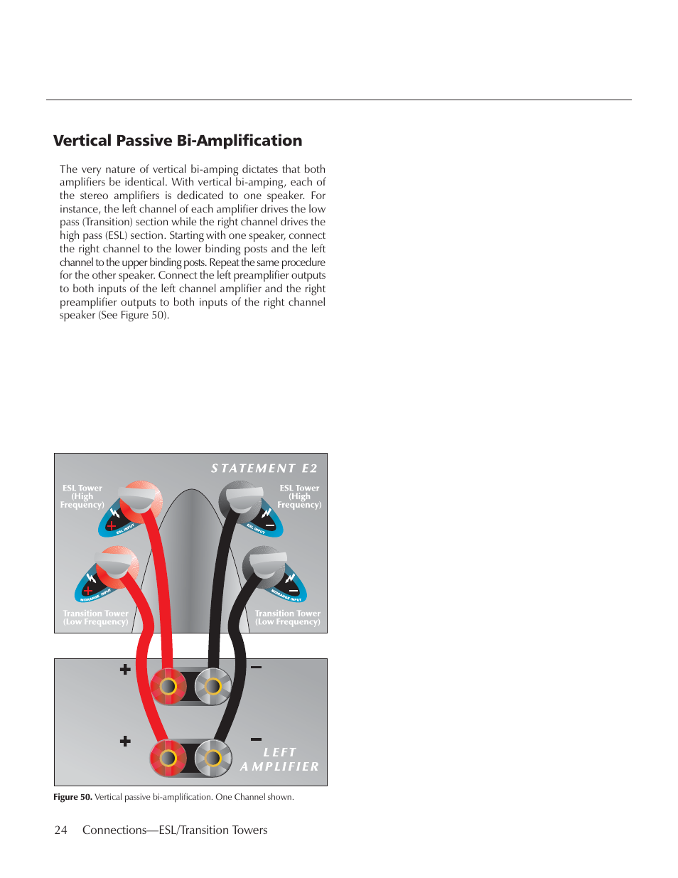 Vertical passive bi-amplification | MartinLogan E2 User Manual | Page 24 / 32