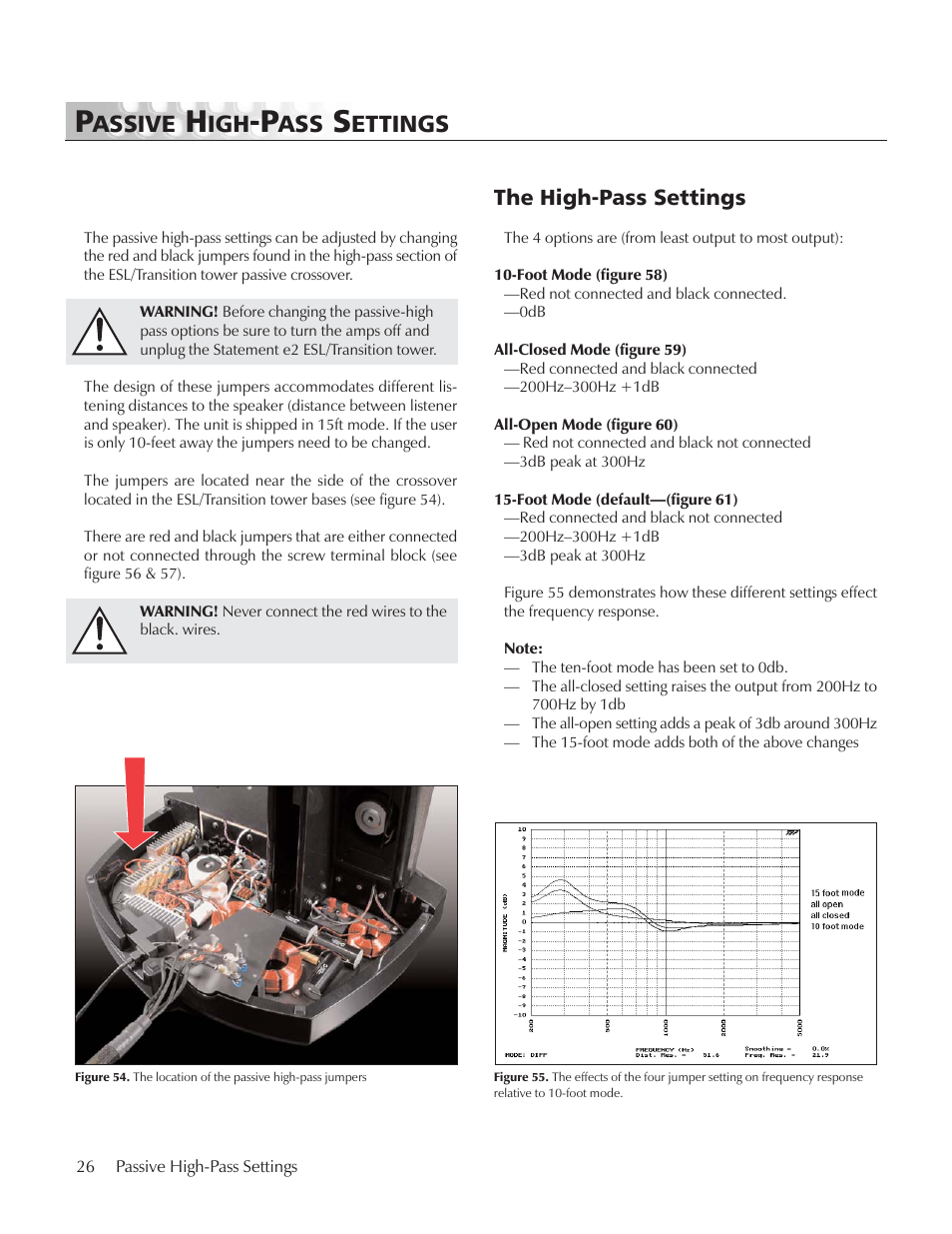 Passive high-pass settings, The high-pass settings, Assive | Ettings | MartinLogan E2 User Manual | Page 26 / 32