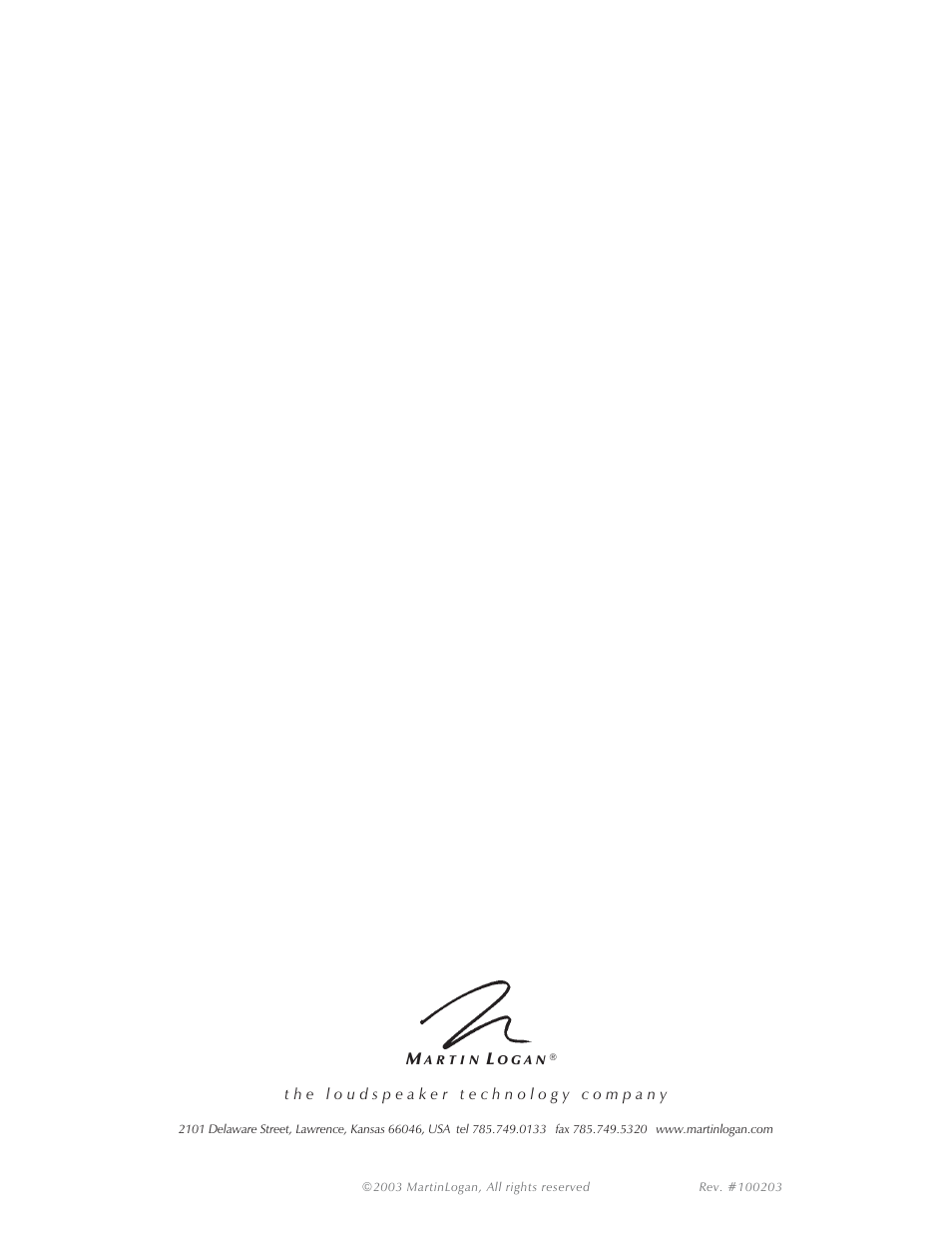 Back cover | MartinLogan E2 User Manual | Page 32 / 32