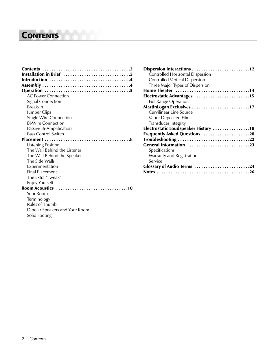 MartinLogan Ascent LoudSpeaker User Manual | Page 2 / 28