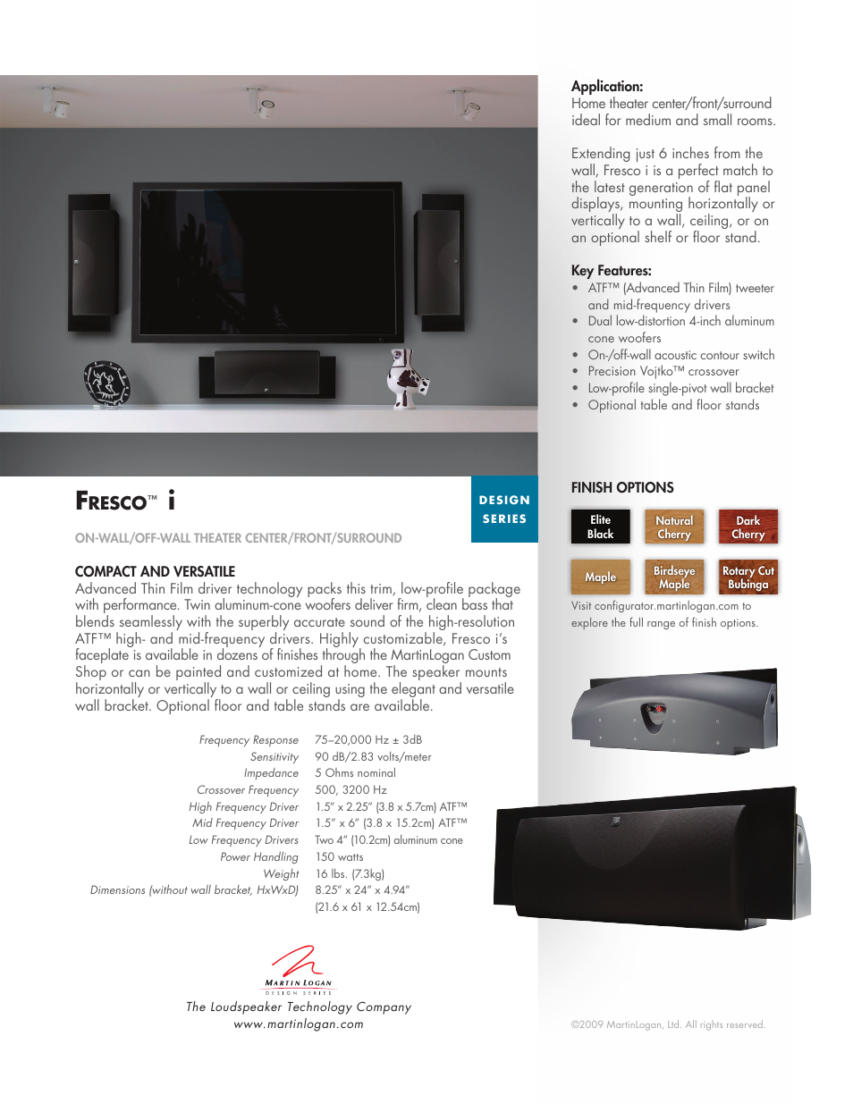 MartinLogan Fresco i On-Wall/Off-Wall Theatre User Manual | 1 page