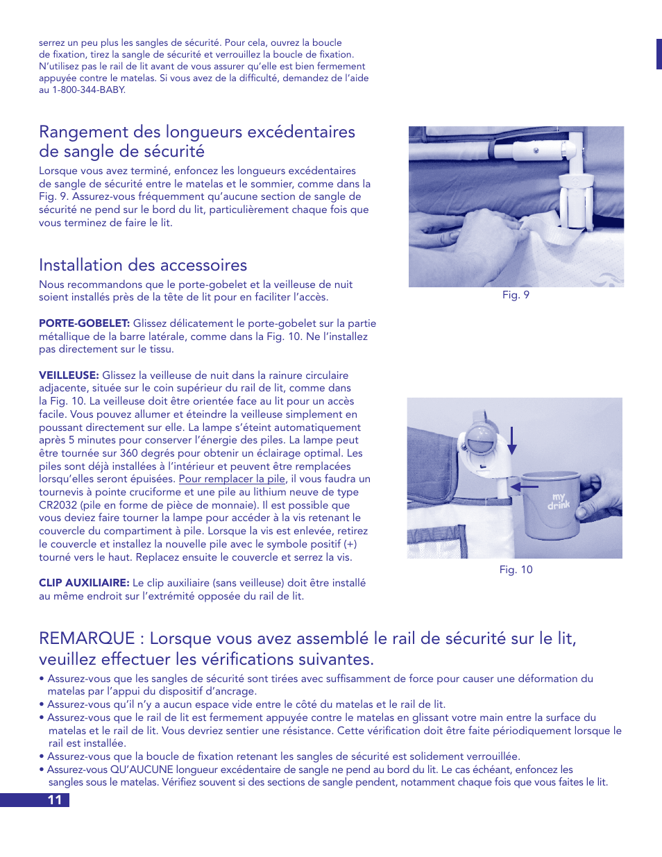 Installation des accessoires | Munchkin Crib User Manual | Page 12 / 20