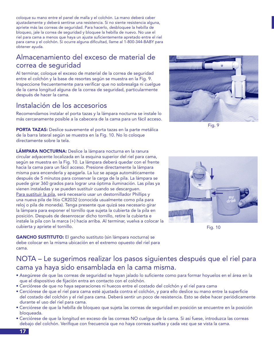 Instalación de los accesorios | Munchkin Crib User Manual | Page 18 / 20
