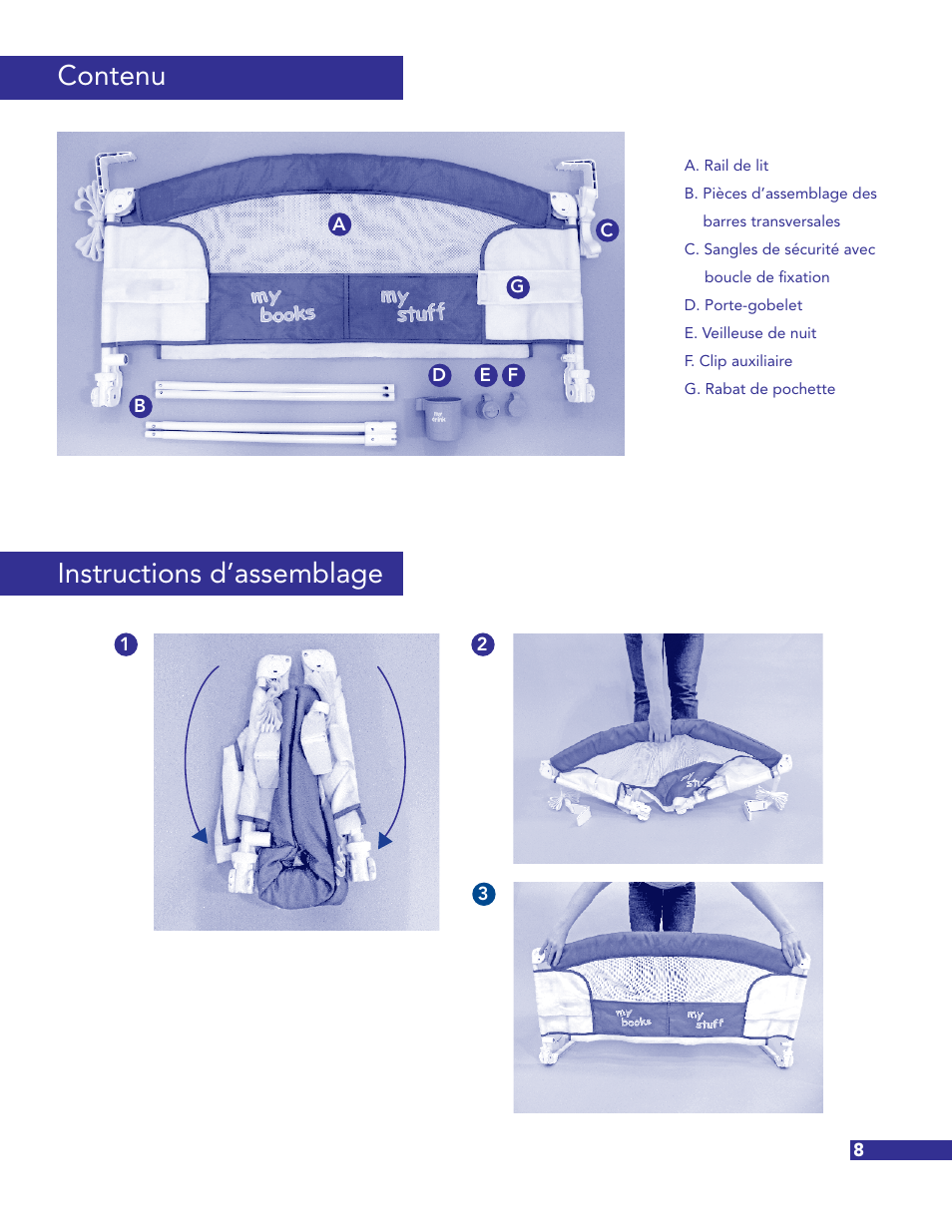 Contenu, Instructions d’assemblage | Munchkin Crib User Manual | Page 9 / 20