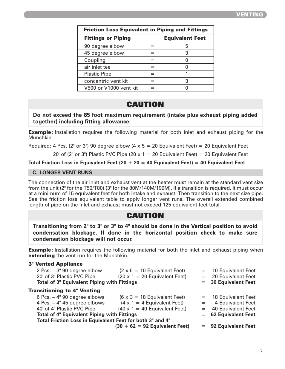 Caution | Munchkin HIGH EFFICIENCY HEATER with the "925" Controller User Manual | Page 17 / 48