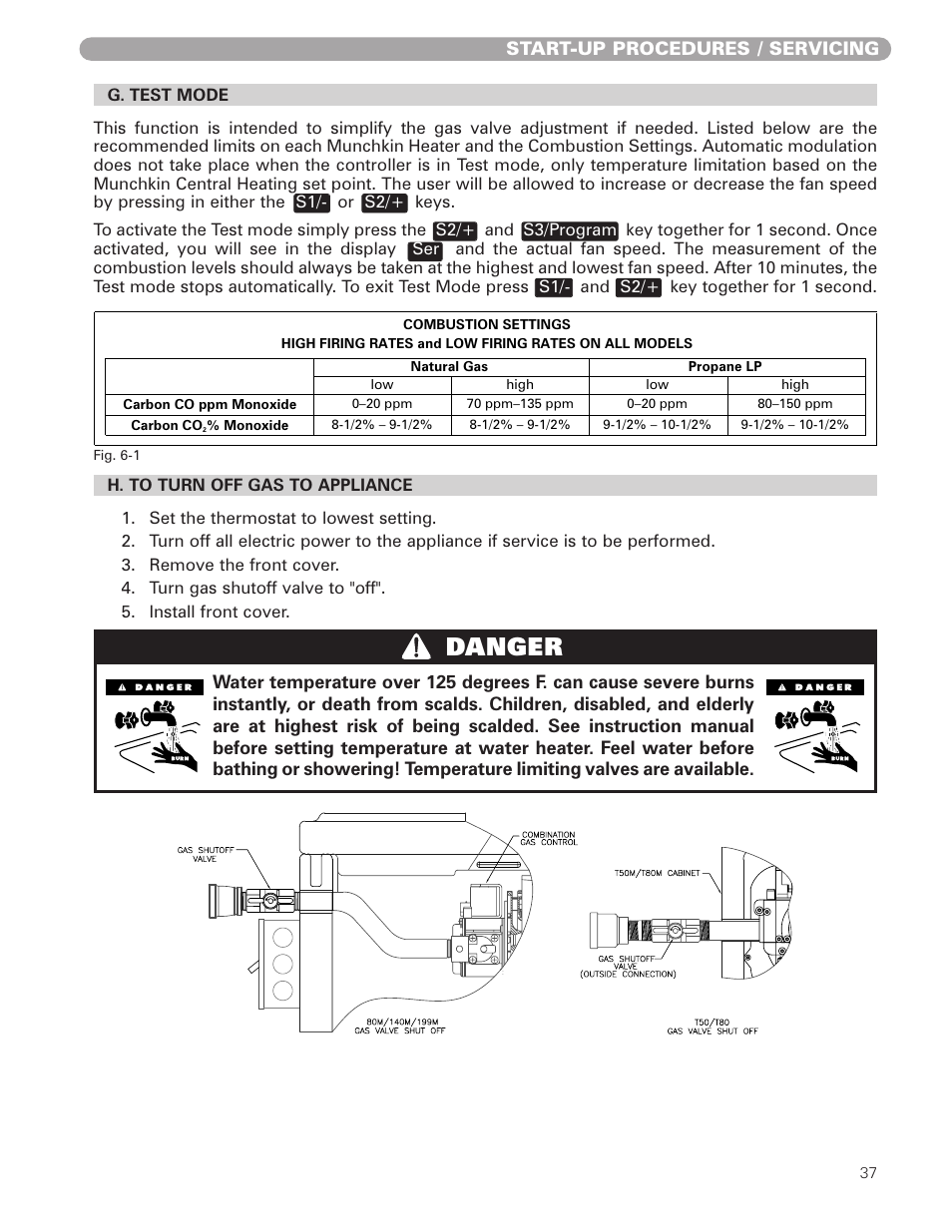 Danger | Munchkin HIGH EFFICIENCY HEATER with the "925" Controller User Manual | Page 37 / 48