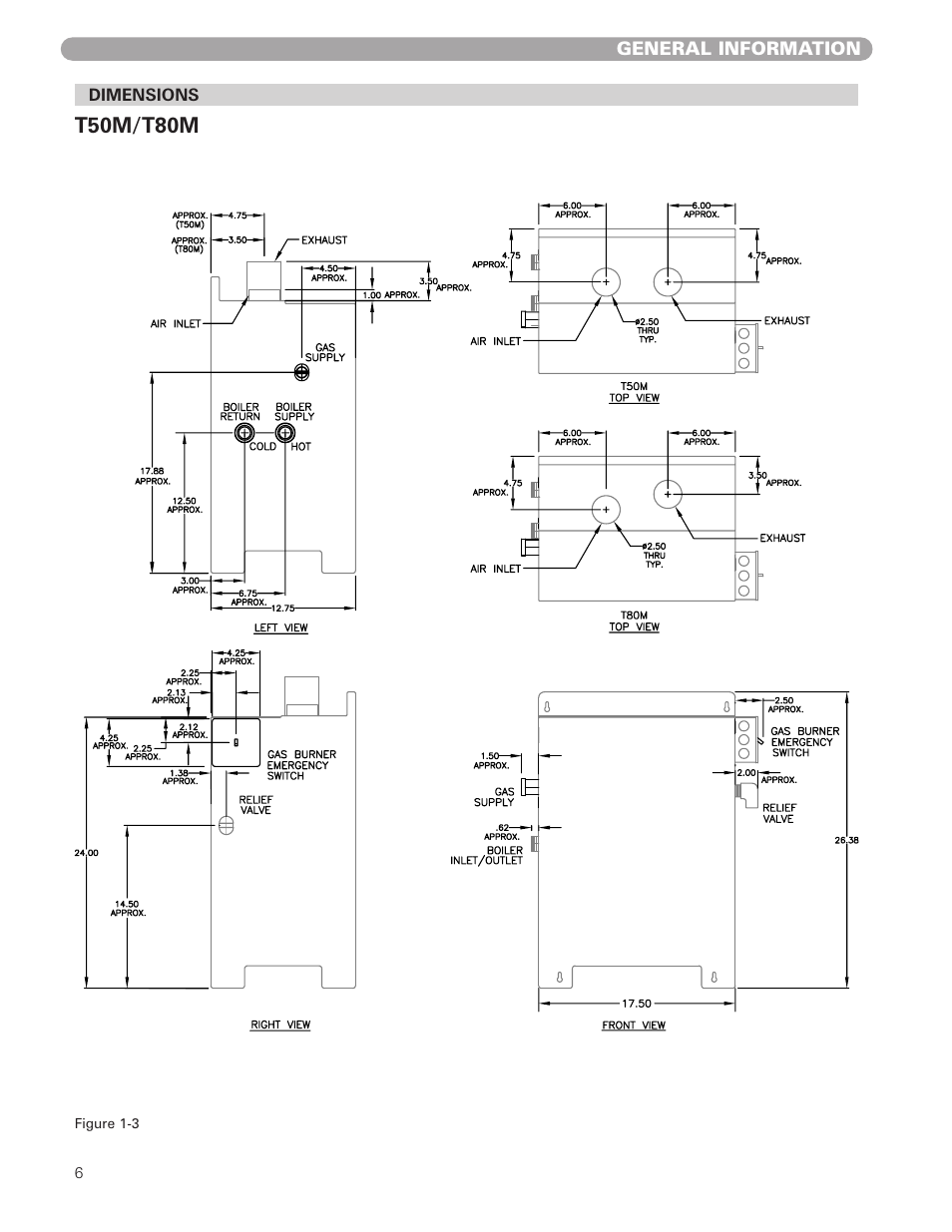T50m/t80m | Munchkin HIGH EFFICIENCY HEATER with the "925" Controller User Manual | Page 6 / 48