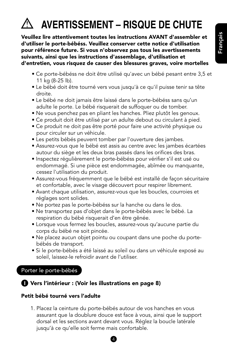 Avertissement – risque de chute | Munchkin jelly bean 18009T User Manual | Page 5 / 10