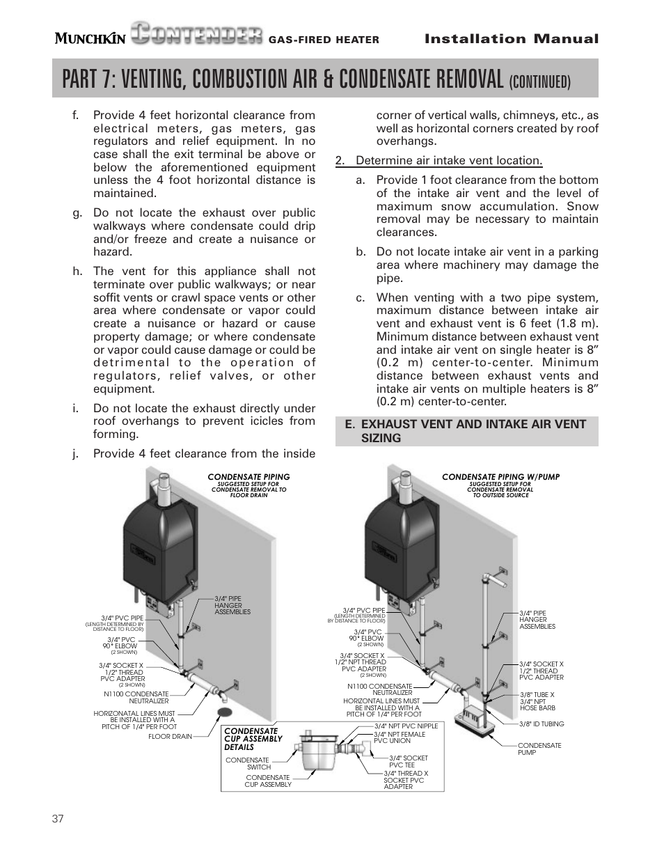 Continued), Installation manual | Munchkin Gas-Fired Hot Water Circulating Heater User Manual | Page 38 / 72