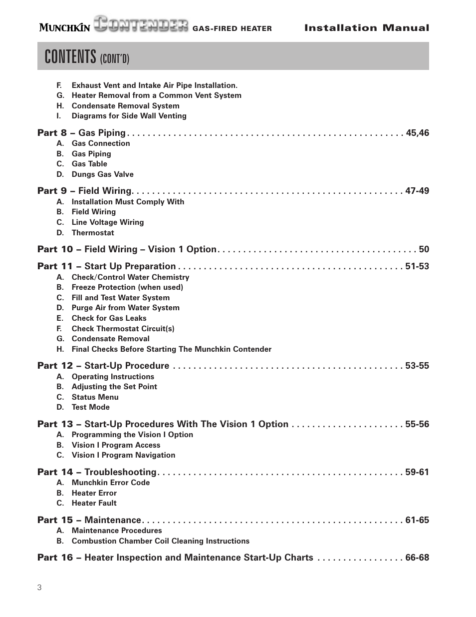 Munchkin Gas-Fired Hot Water Circulating Heater User Manual | Page 4 / 72