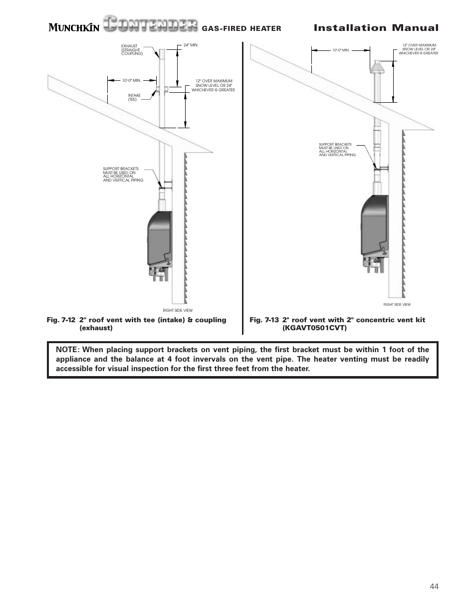 Installation manual, Gas-fired heater | Munchkin Gas-Fired Hot Water Circulating Heater User Manual | Page 45 / 72