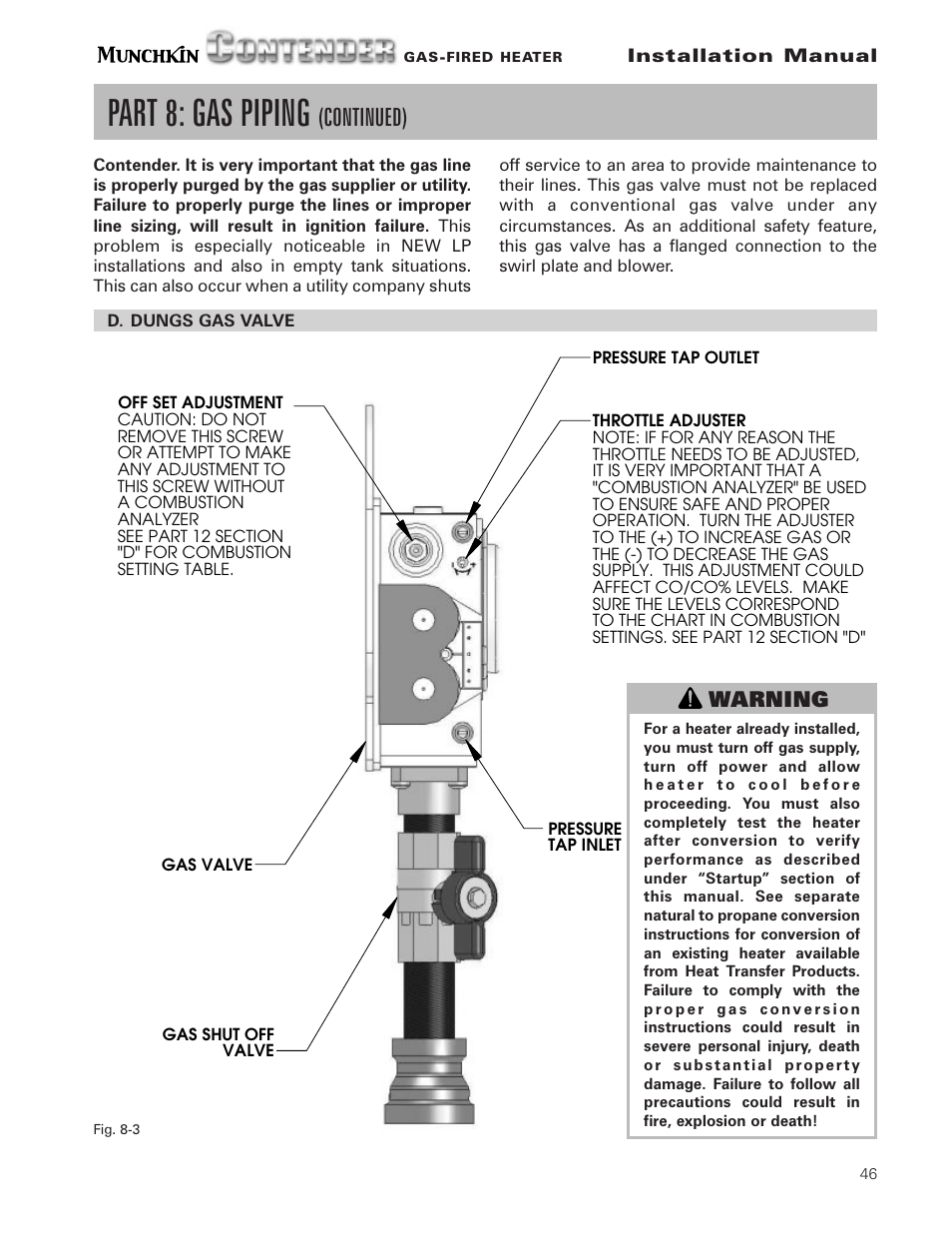 Part 8: gas piping, Continued) | Munchkin Gas-Fired Hot Water Circulating Heater User Manual | Page 47 / 72