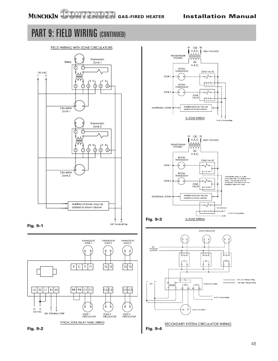 Part 9: field wiring, Continued) | Munchkin Gas-Fired Hot Water Circulating Heater User Manual | Page 49 / 72