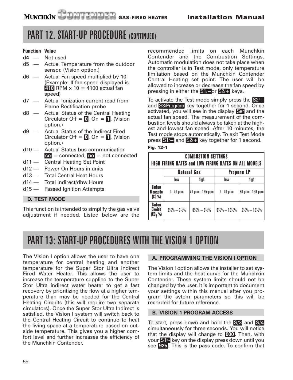 Part 12. start-up procedure, Continued) | Munchkin Gas-Fired Hot Water Circulating Heater User Manual | Page 56 / 72