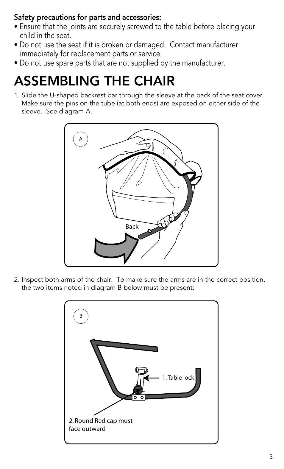 Assembling the chair | Munchkin Portable Hook-On Chair User Manual | Page 3 / 17