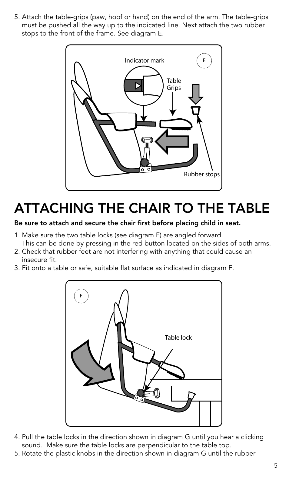 Attaching the chair to the table | Munchkin Portable Hook-On Chair User Manual | Page 5 / 17