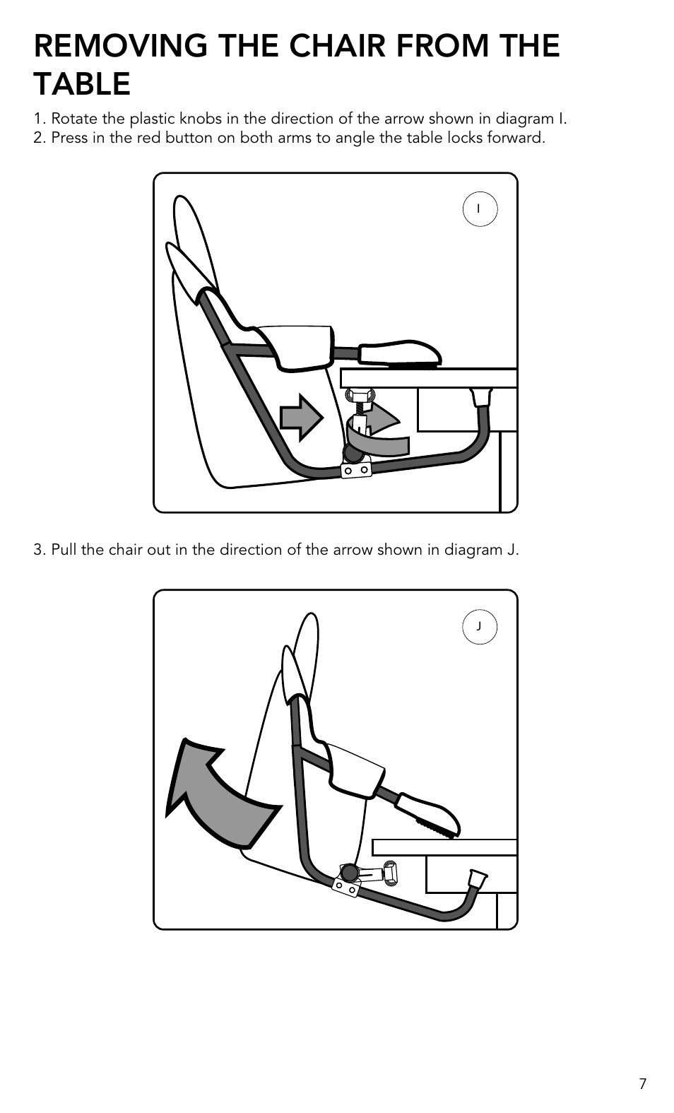 Removing the chair from the table | Munchkin Portable Hook-On Chair User Manual | Page 7 / 17