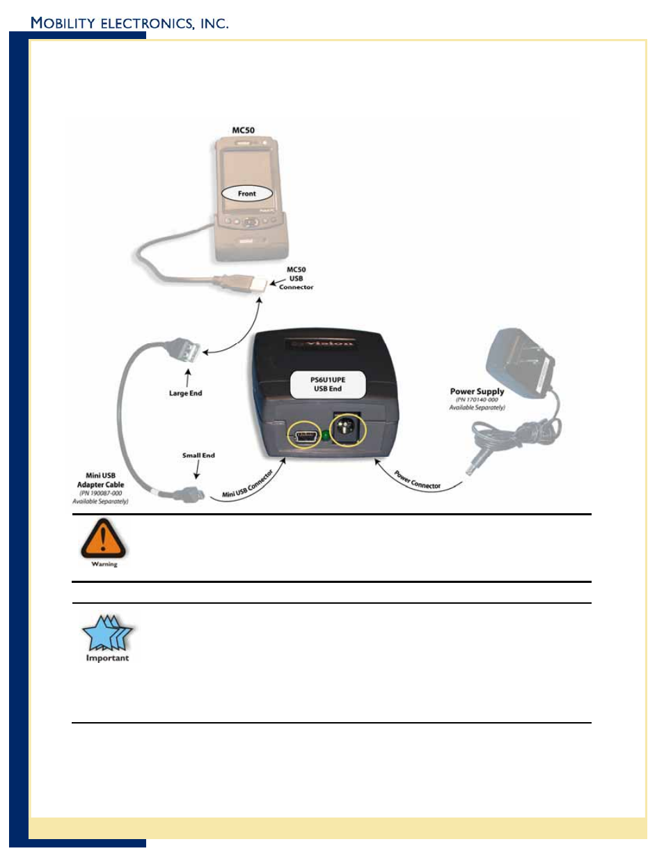 Connecting the mc50 to the ps6u1upe | Mobility Electronics INVISION PS6U1UPE User Manual | Page 8 / 16
