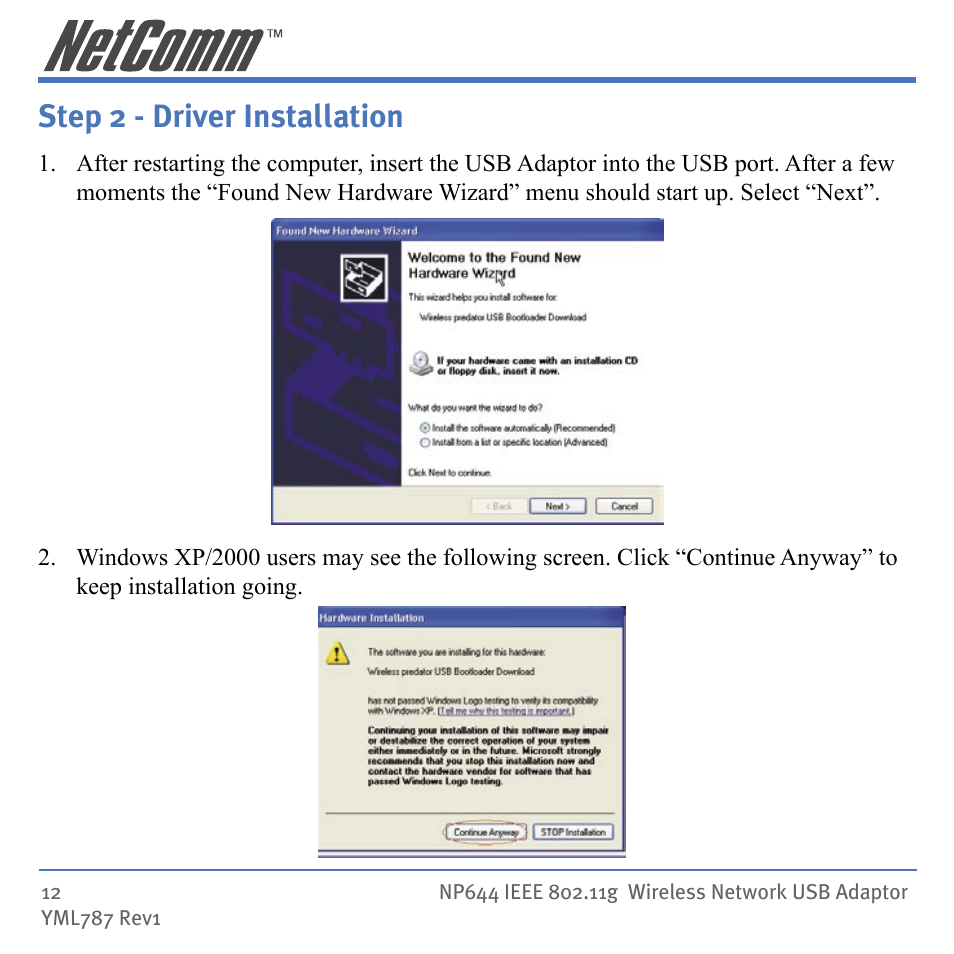 Step 2 - driver installation | Mobility Electronics NP644 User Manual | Page 12 / 40