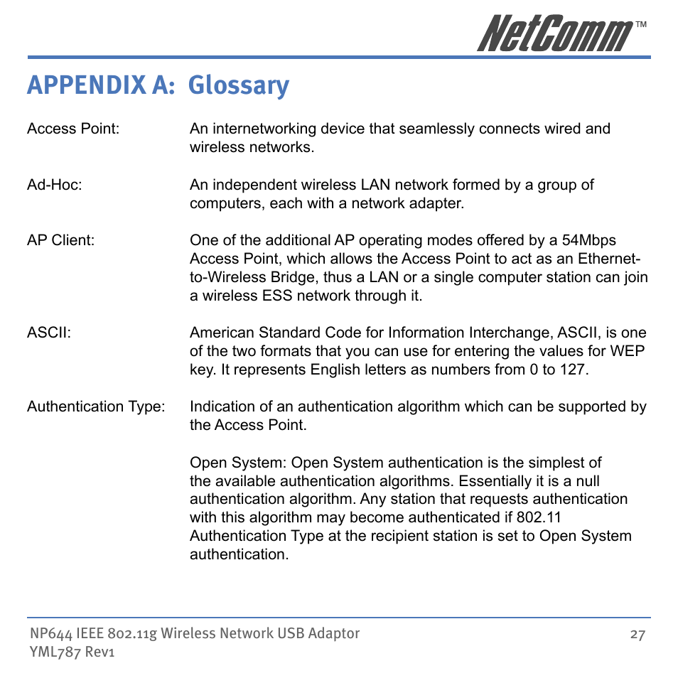 Appendix a: glossary | Mobility Electronics NP644 User Manual | Page 27 / 40