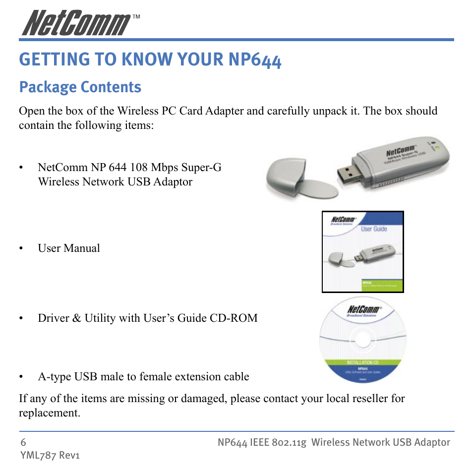 Getting to know your np644, Package contents | Mobility Electronics NP644 User Manual | Page 6 / 40