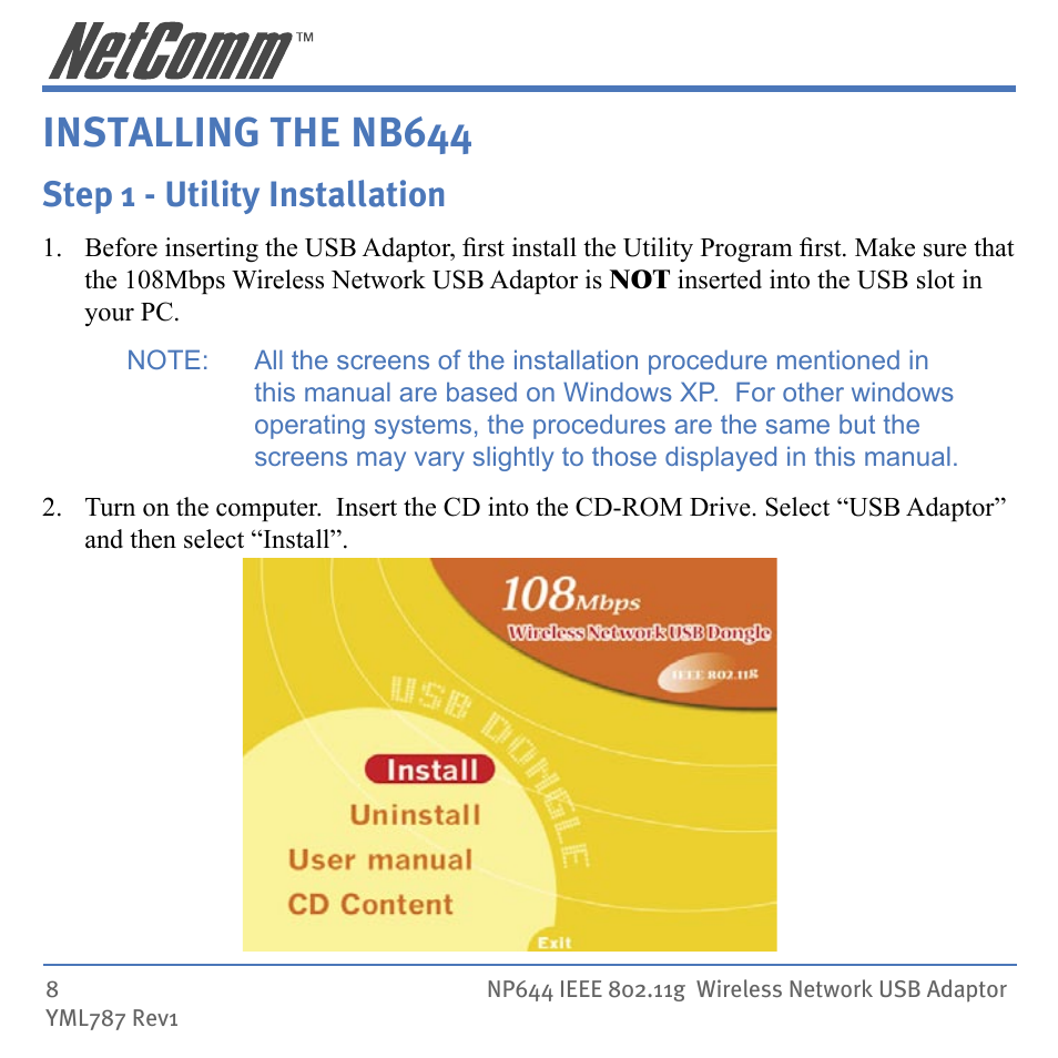 Installing the nb644, Step 1 - utility installation | Mobility Electronics NP644 User Manual | Page 8 / 40