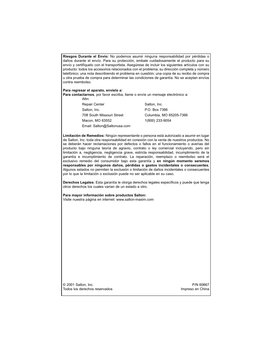 Salton, Inc CM5C User Manual | Page 93 / 93