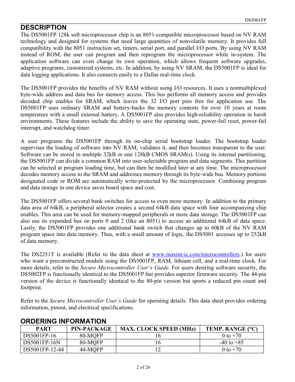 Maxim Integrated DS5001FP User Manual | Page 2 / 26