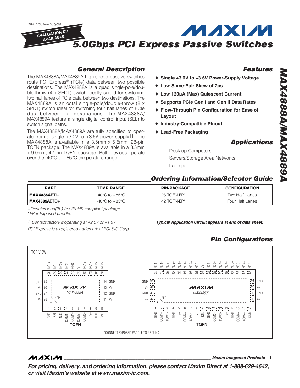Maxim Integrated MAX4888A User Manual | 14 pages