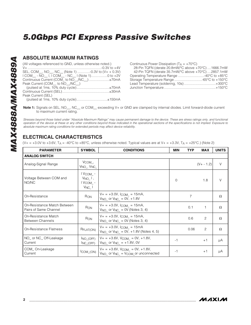 Maxim Integrated MAX4888A User Manual | Page 2 / 14